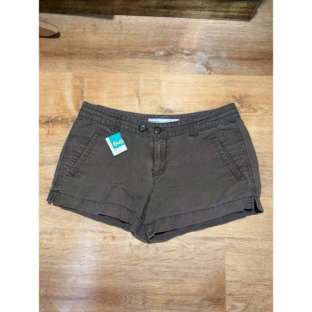Y2K Old Navy Casual Low Rise Cool Brown Cotton Shorts with Double Button Waist